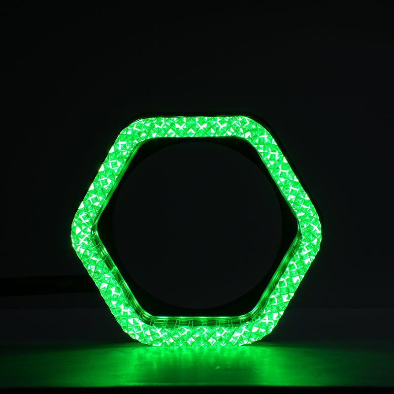 Riglow™ Powered by AES M10 5D RGB Crystal Hex Angel Eye Halo Rings – Bluetooth App Controlled with Welcome Function & Switchback-3