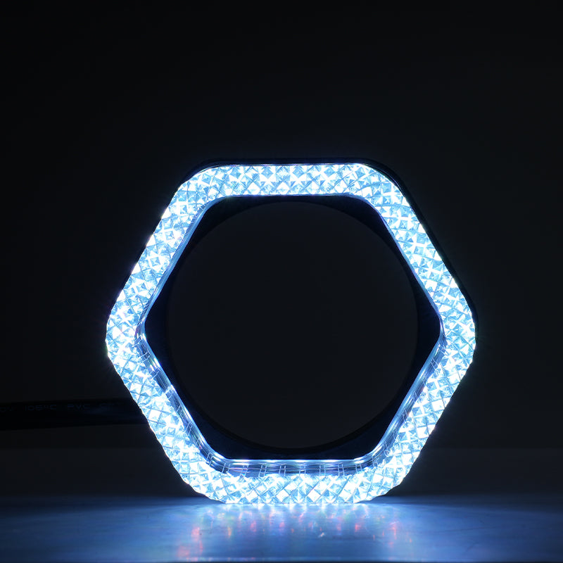 Riglow™ Powered by AES M10 5D RGB Crystal Hex Angel Eye Halo Rings – Bluetooth App Controlled with Welcome Function & Switchback-5