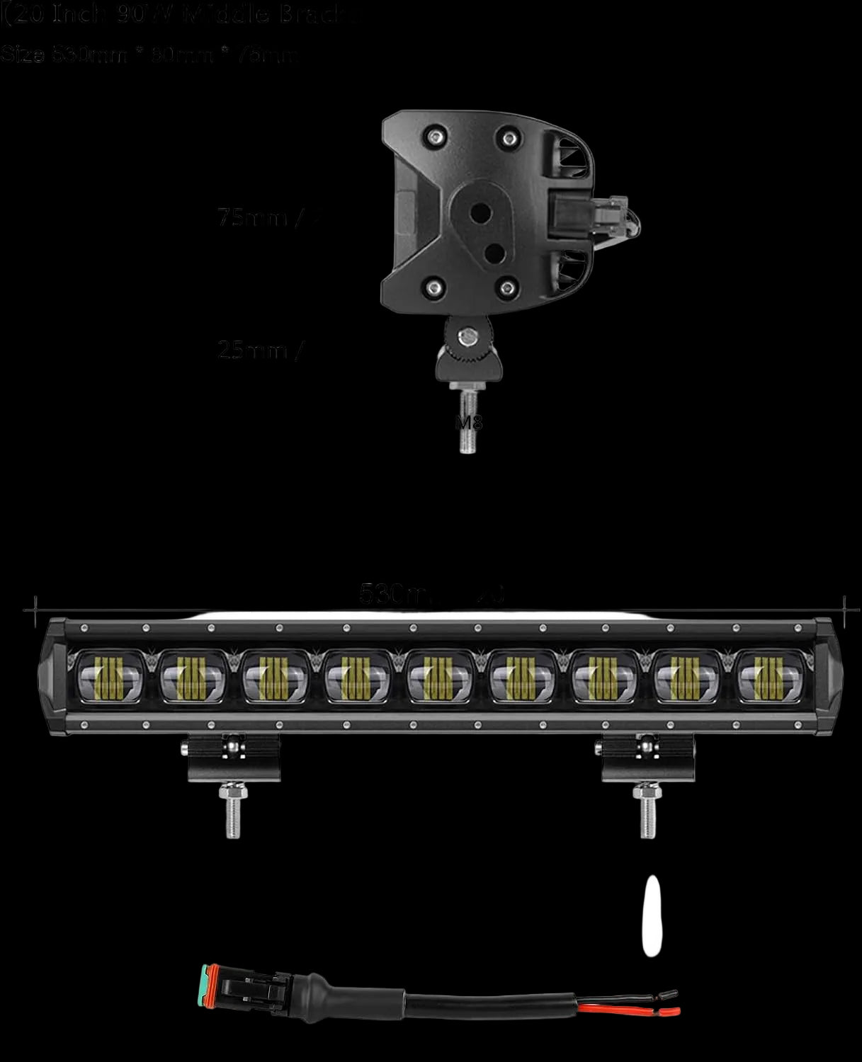 Riglow™ 6D CREE LED Single Row Light Bar – 30W–240W Spot Beam IP68-7