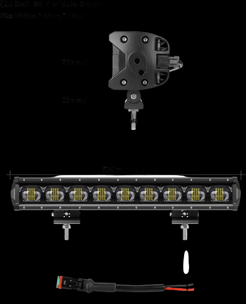 Riglow™ 6D CREE LED Single Row Light Bar – 30W–240W Spot Beam IP68-7