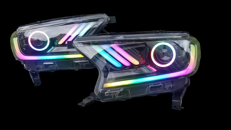 Riglow™ RGB Halo Ring & LED Board Kit – Mustang Style | SP110 App-Controlled | Ford Ranger PX2 / PX3 (2015–2021)-2