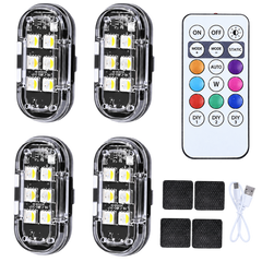 Riglow™ Wireless Rechargeable RGB Strobe Light Kit – 4 Pack | 6SMD 8-Color Remote Control-1