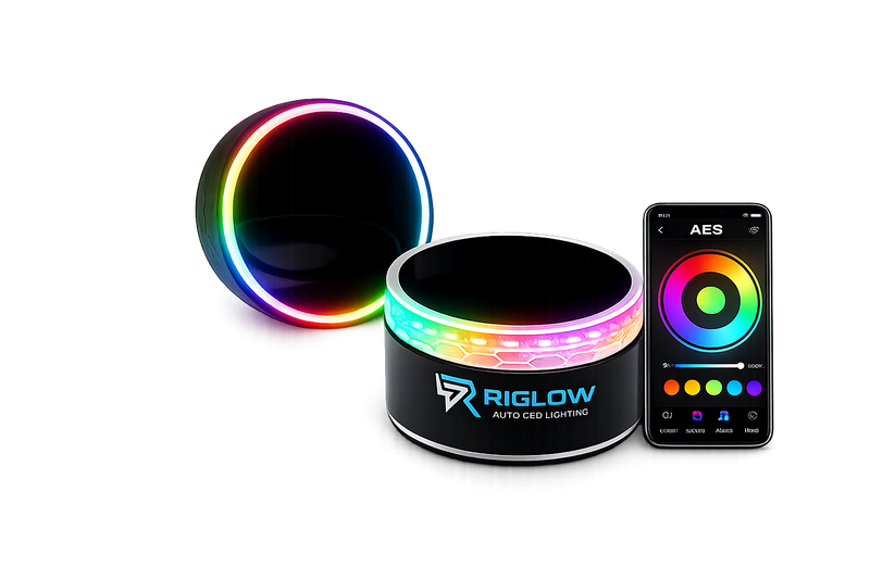 Riglow™ Powered by AES M5-S 5D RGB Crystal Slim Angel Eyes Shroud – Bluetooth App Controlled with Switchback-1