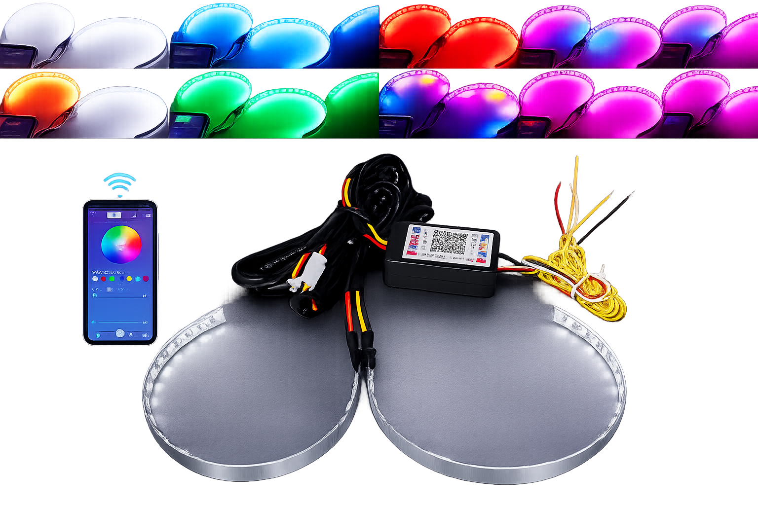 Riglow™ RGB Demon Eyes + Halo Rings (RGB + Amber Switchback) – Bluetooth App Controlled-1