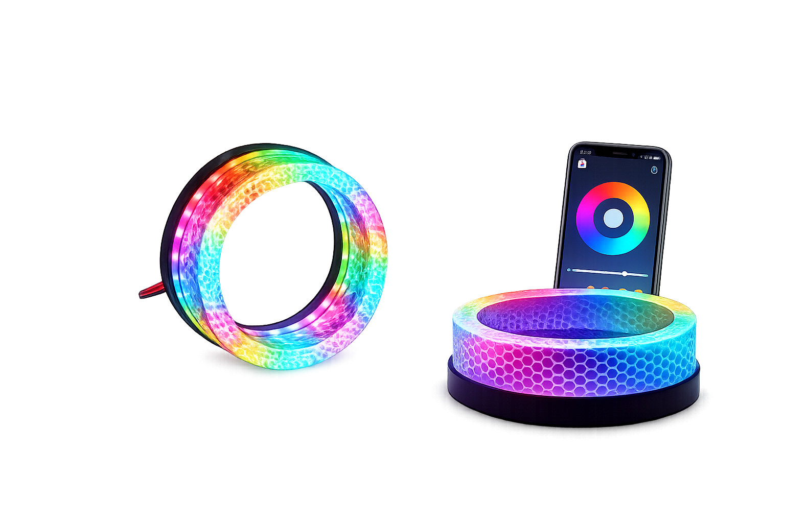 Riglow™ Powered by AES M5 5D RGB Crystal Full Circle Angel Eyes Shroud – Bluetooth App Controlled with Welcome Function & Switchback-1