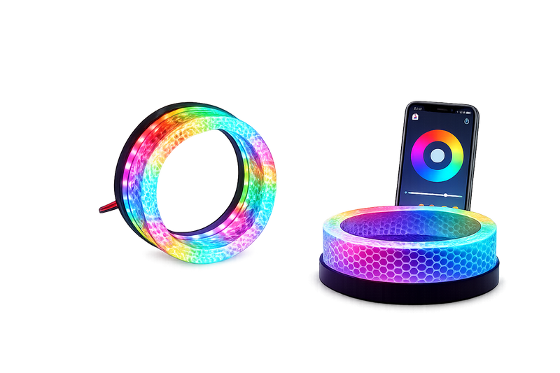 Riglow™ Powered by AES M5 5D RGB Crystal Full Circle Angel Eyes Shroud – Bluetooth App Controlled with Welcome Function & Switchback-1