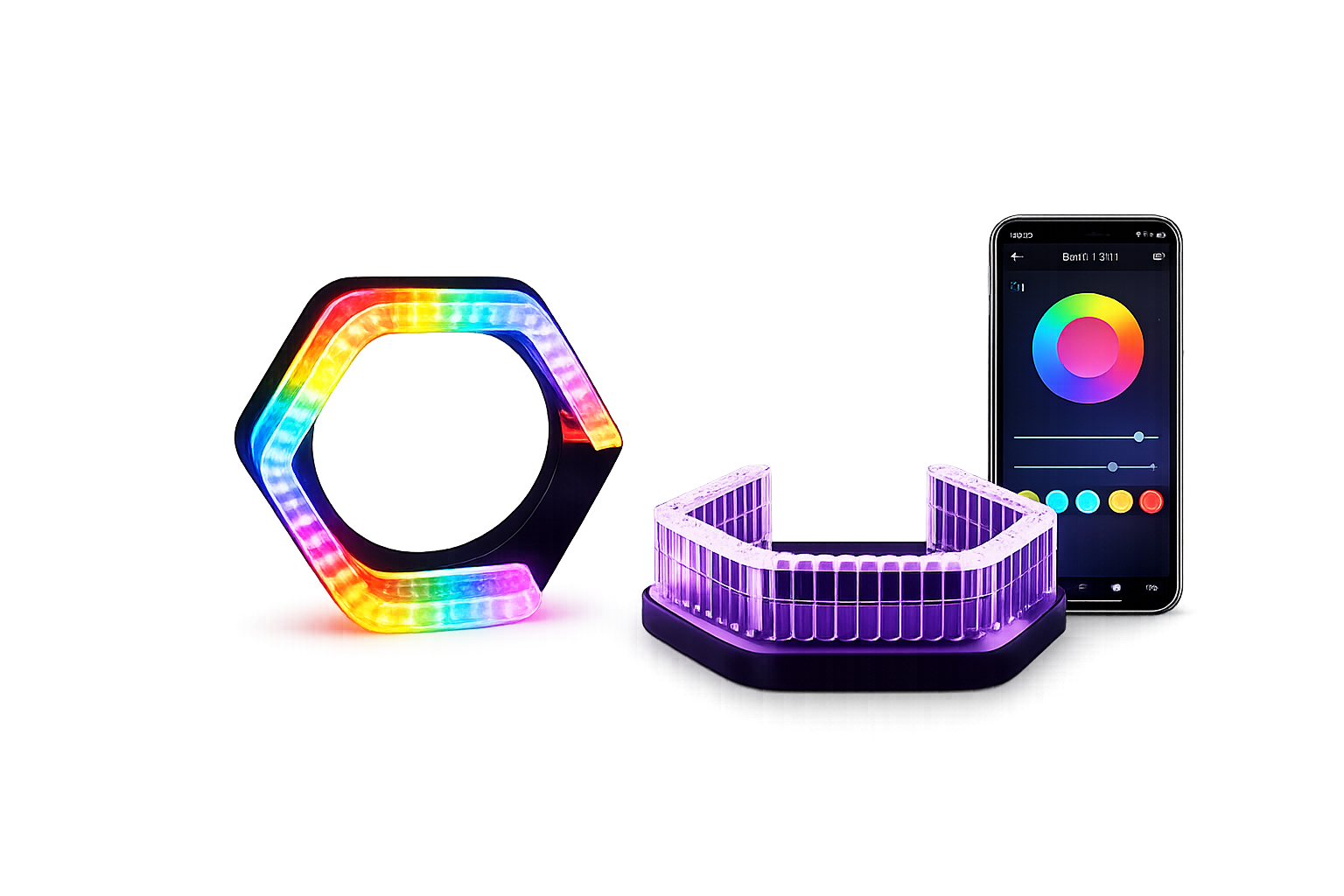 Riglow™ Powered by AES M13 5D Crystal RGB Angel Eyes Shroud – Bluetooth App Controlled with Welcome Function
