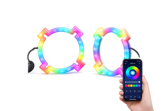 Riglow™ RGB Chasing X-Shape Halo Ring – 80mm Milky White Diffused Cover (Pair)-1