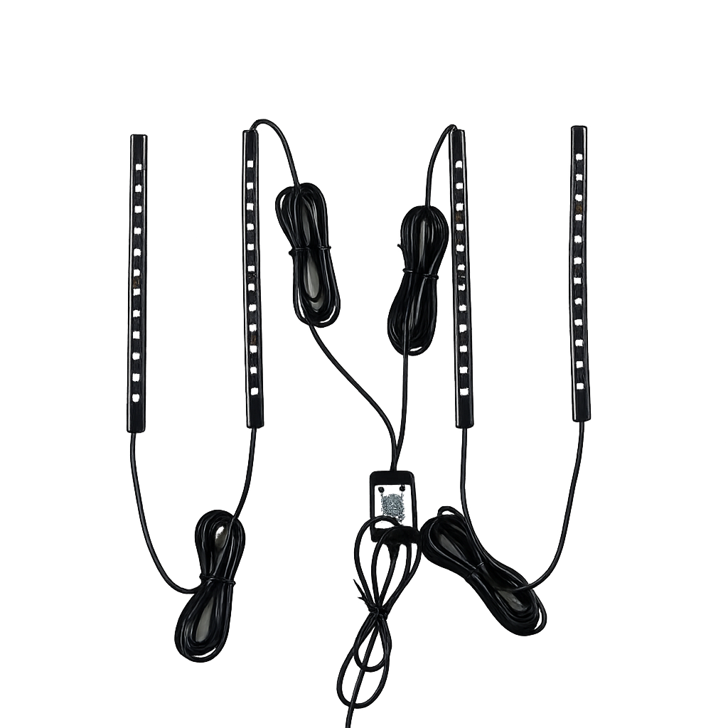 Riglow™ Premium 12" LED Chasing RGB Footwell Strips Lighting Kit – 4-Piece with LAMP Controller