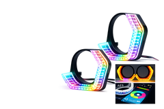 Riglow™ Powered by AES M3 5D RGB Crystal Half Hex Angel Eye Halo Rings – Bluetooth App Controlled with Welcome Function & Switchback-1