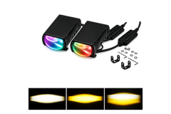 Riglow™ Powered by AES Mini RGB Dual-Color Grille Projector LED Lights – White/Yellow + RGB (Pair)-1