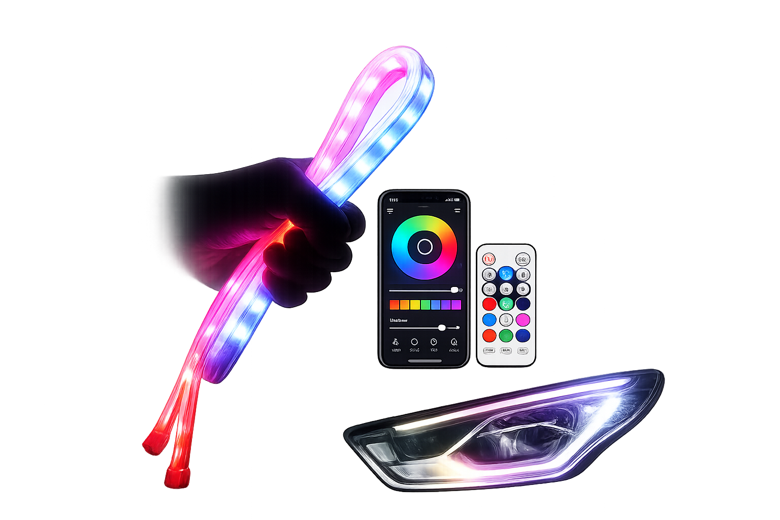 Riglow™ Ultra-Thin RGB Sequential LED DRL Strip Lights – 60cm App Controlled (Pair)