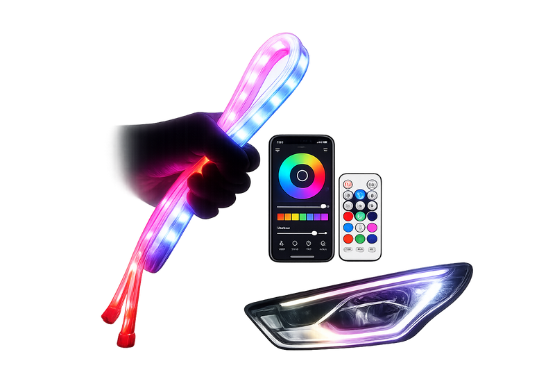 Riglow™ Ultra-Thin RGB Sequential LED DRL Strip Lights – 60cm App Controlled (Pair)-1