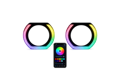 Riglow™ Powered by AES M9-U 5D Crystal RGB U-Shape Angel Eyes Shroud – Bluetooth App Controlled with Welcome Function & Switchback-1