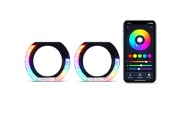 Riglow™ Powered by AES M9-L 5D RGB Crystal L-Shape Angel Eye Halo Rings – Bluetooth App Controlled with Welcome Function & Switchback-1