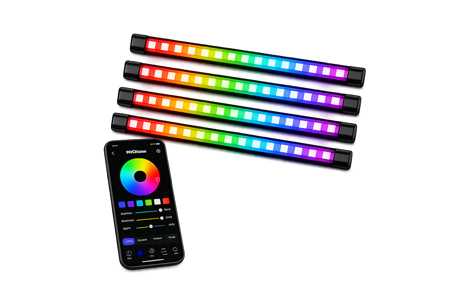 Riglow™ Premium 12" Chasing RGB Footwell Lighting Kit – 4 Piece