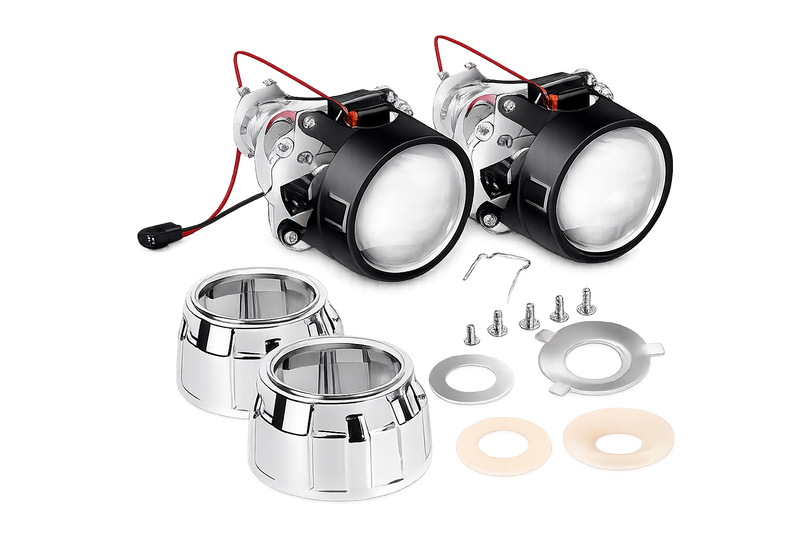 Riglow™ Universal 2.5" LED Bi-Xenon Projector Kit with Premium Shroud-1
