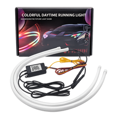 Riglow™ RGB Flexible LED DRL Strip Lights – App-Controlled Sequential Chasing Angel Eye Kit (60CM)-1
