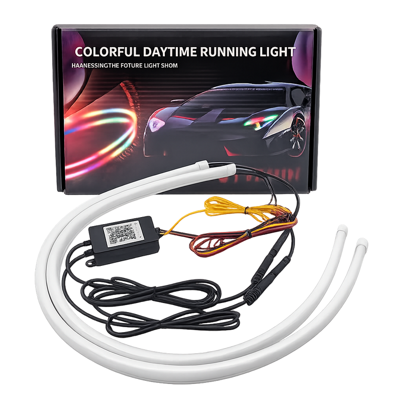 Riglow™ RGB Flexible LED DRL Strip Lights – App-Controlled Sequential Chasing Angel Eye Kit (60CM)-1