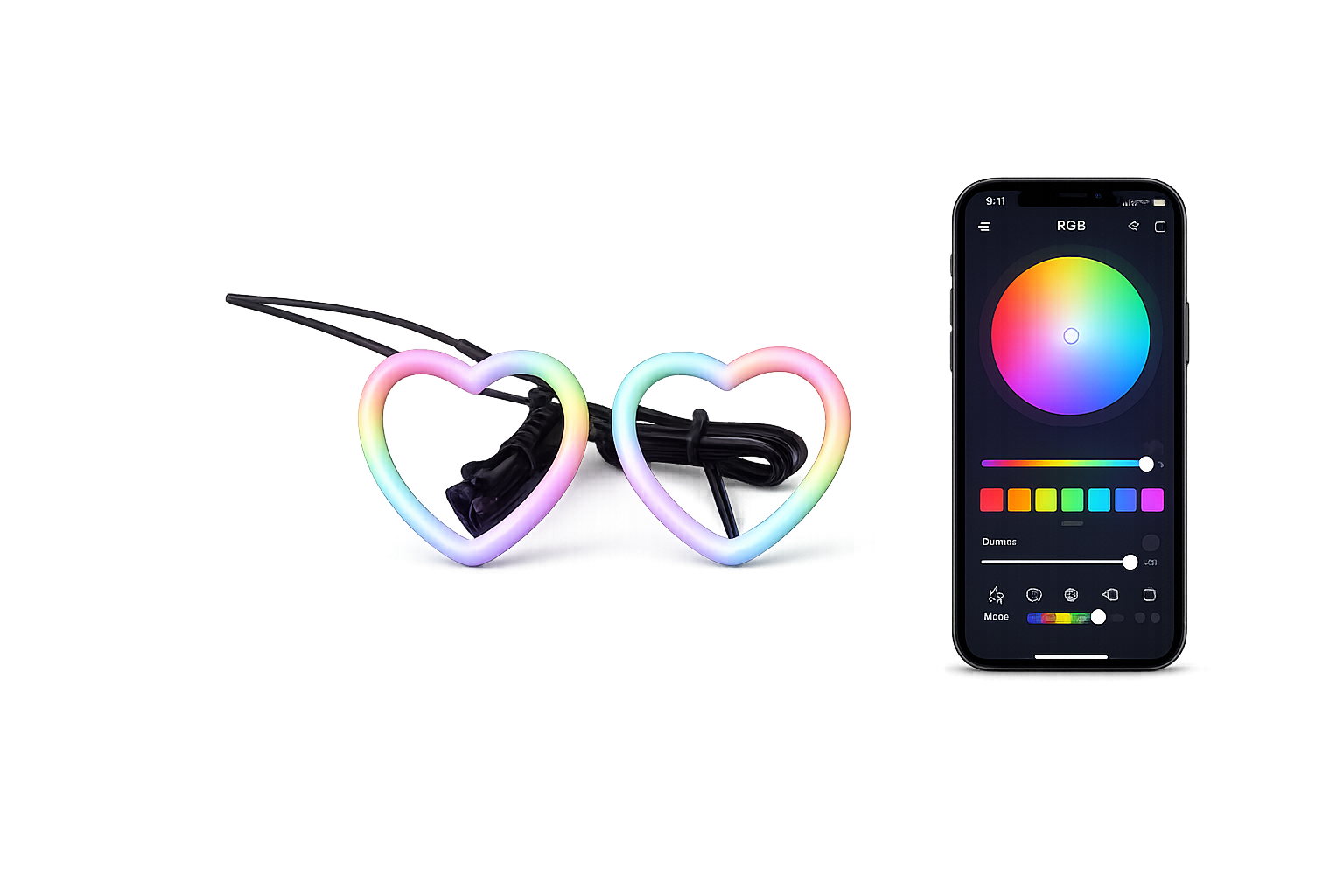 Riglow™ RGB Chasing Heart Halo Rings – 80mm Milky White Diffused Cover (Pair)