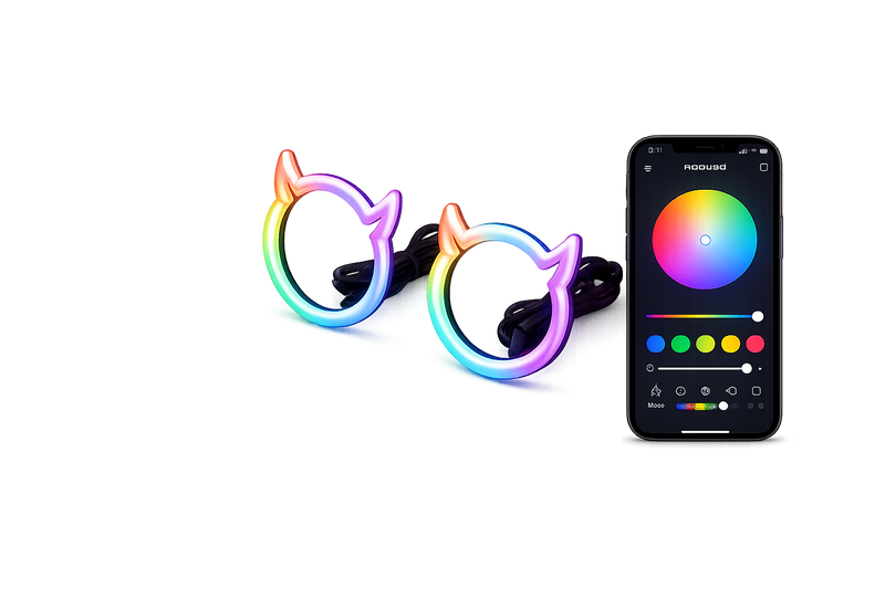 Riglow™ RGB Demon/Elf Horn Halo Rings – 80mm Milky White Diffused Cover (Pair)-1