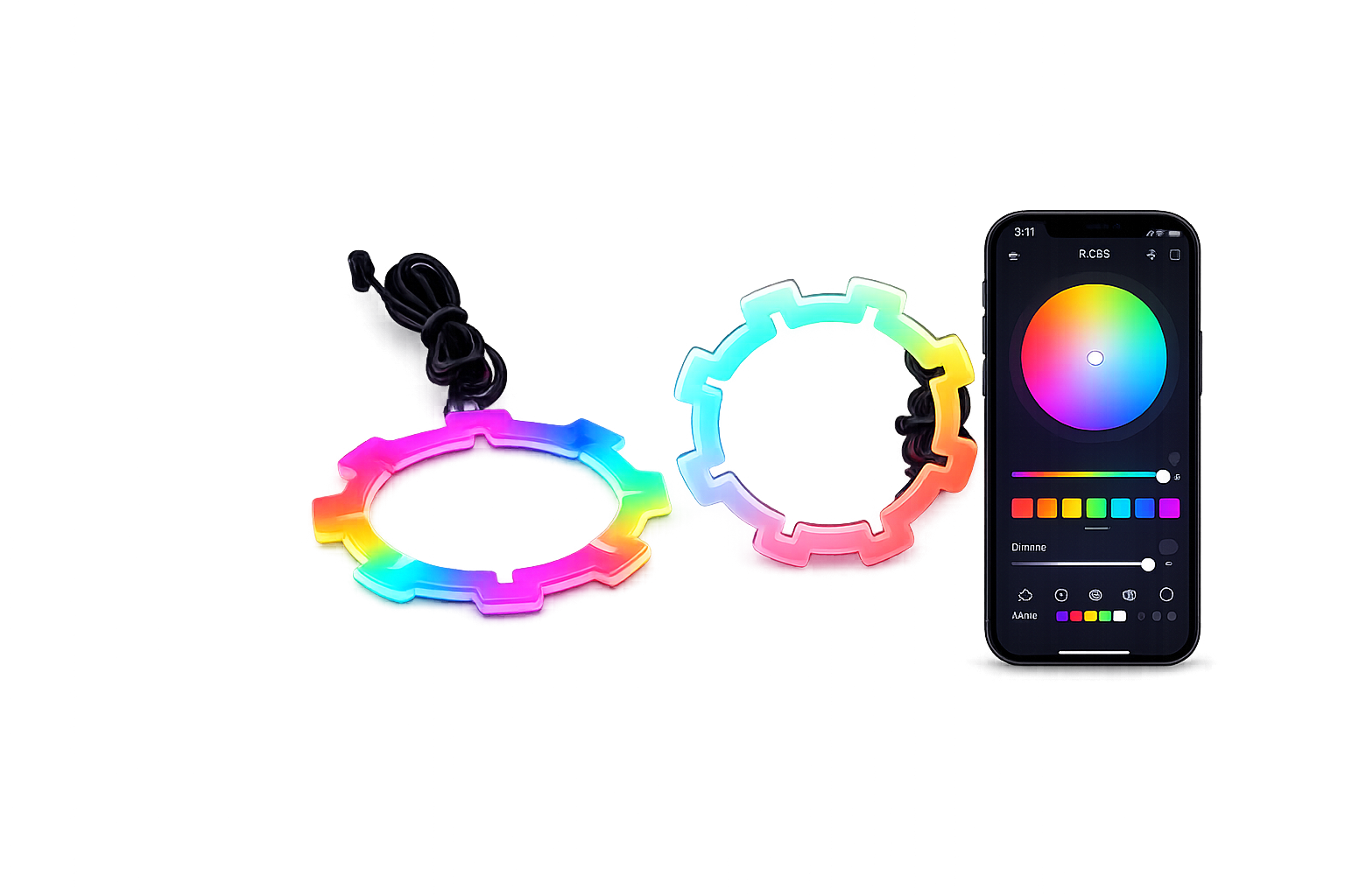 Riglow™ RGB Chasing LED Halo Rings (60mm–100mm)-6