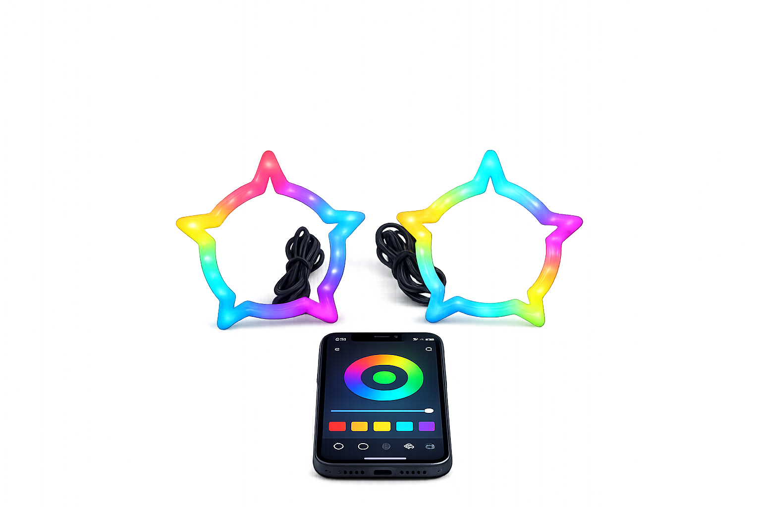 Riglow™ RGB Chasing Star Halo Rings – 80mm Milky White Diffused Cover (Pair)-1