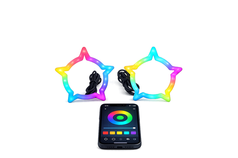 Riglow™ RGB Chasing Star Halo Rings – 80mm Milky White Diffused Cover (Pair)-1