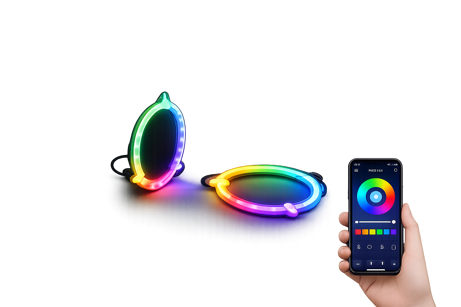 Riglow™ RGB Chasing Specialty Halo Rings — 80mm / 2.5"-7