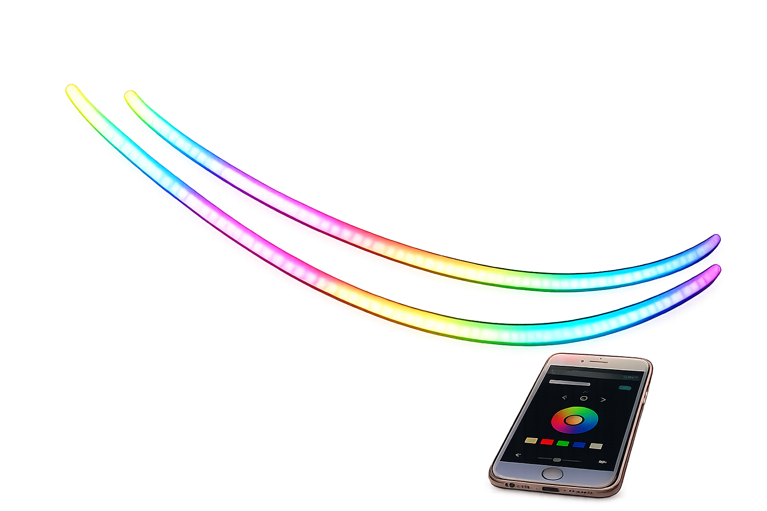 Riglow™ 24" Chasing RGB Sequential Switchback DRL & Turn Signal LED Strip Lights (Silicone Tube Series)-1