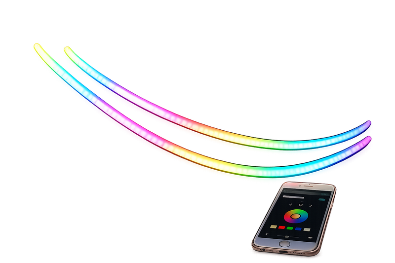 Riglow™ 24" Chasing RGB Sequential Switchback DRL & Turn Signal LED Strip Lights (Silicone Tube Series)-1