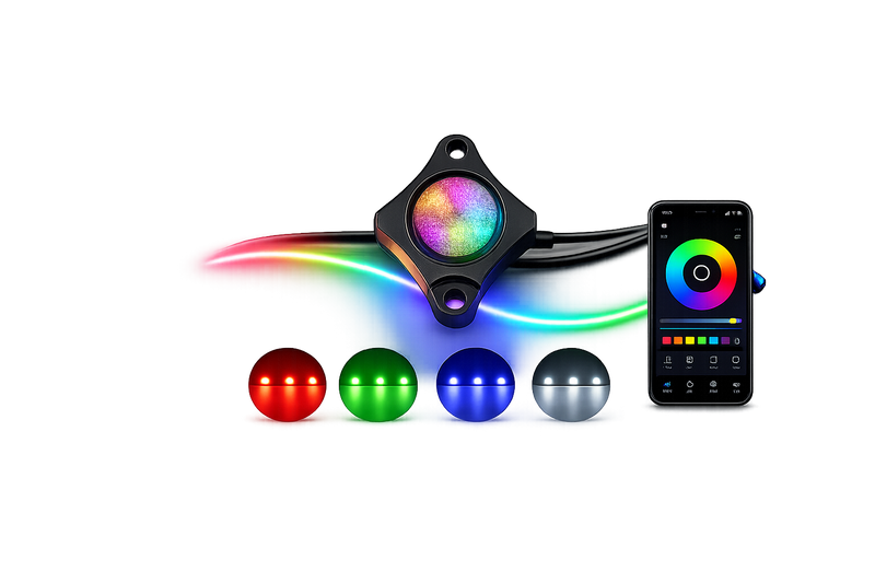 Riglow™ RGB Addressable LED Rock Lights – App Controlled Multi-Color Underbody Pods (Set of 4)-1