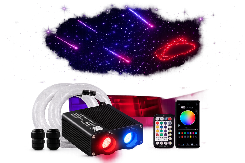 Riglow™ Dual-Color LED Starry Sky Roof Light – RGBW Fiber Optic | App & Remote Control | 750P-1