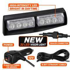 Riglow™ Visor Strobe Light Bar – Dual Color (Amber/White)-4