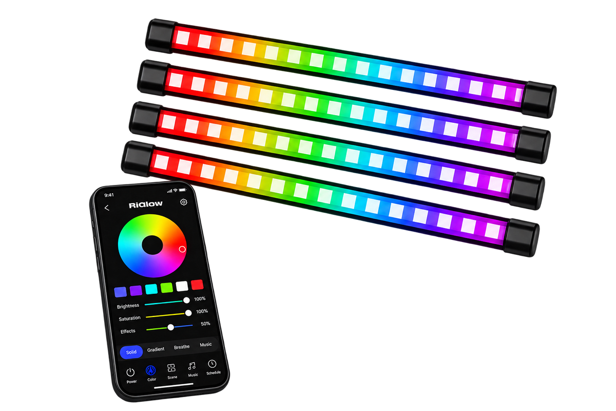 Riglow™ Premium 12" Chasing RGB Footwell Lighting Kit – 4-Piece with LAMP Controller-3