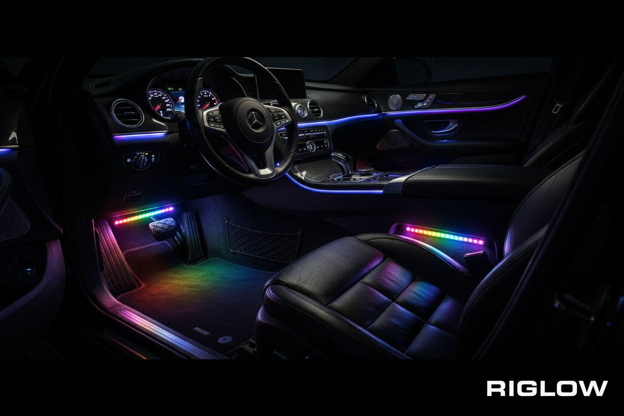 Riglow™ Premium 12" LED Chasing RGB Footwell Strips Lighting Kit – 4-Piece with LAMP Controller-4