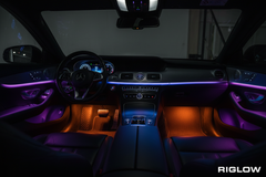 Riglow 18-in-1 RGB Ambient Lighting Kit installed inside luxury car interior