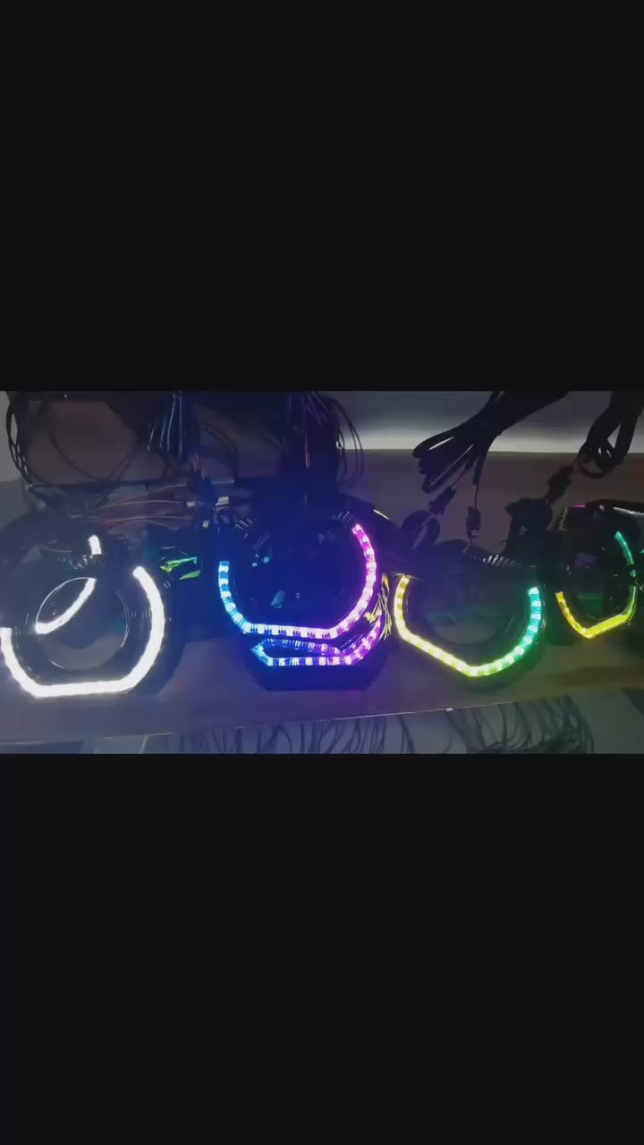 Riglow™ RGB Chasing U-Shape Projector Shroud with Halo Rings – 2.5" / 3.0" (Pair)-2