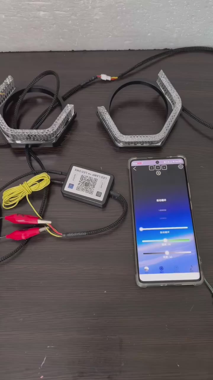 Riglow™ Powered by AES M3 5D RGB Crystal Half Hex Angel Eye Halo Rings – Bluetooth App Controlled with Welcome Function & Switchback-6