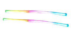 Two curved LED light bars with a rainbow gradient, shown on a gray checkered transparency-style background.