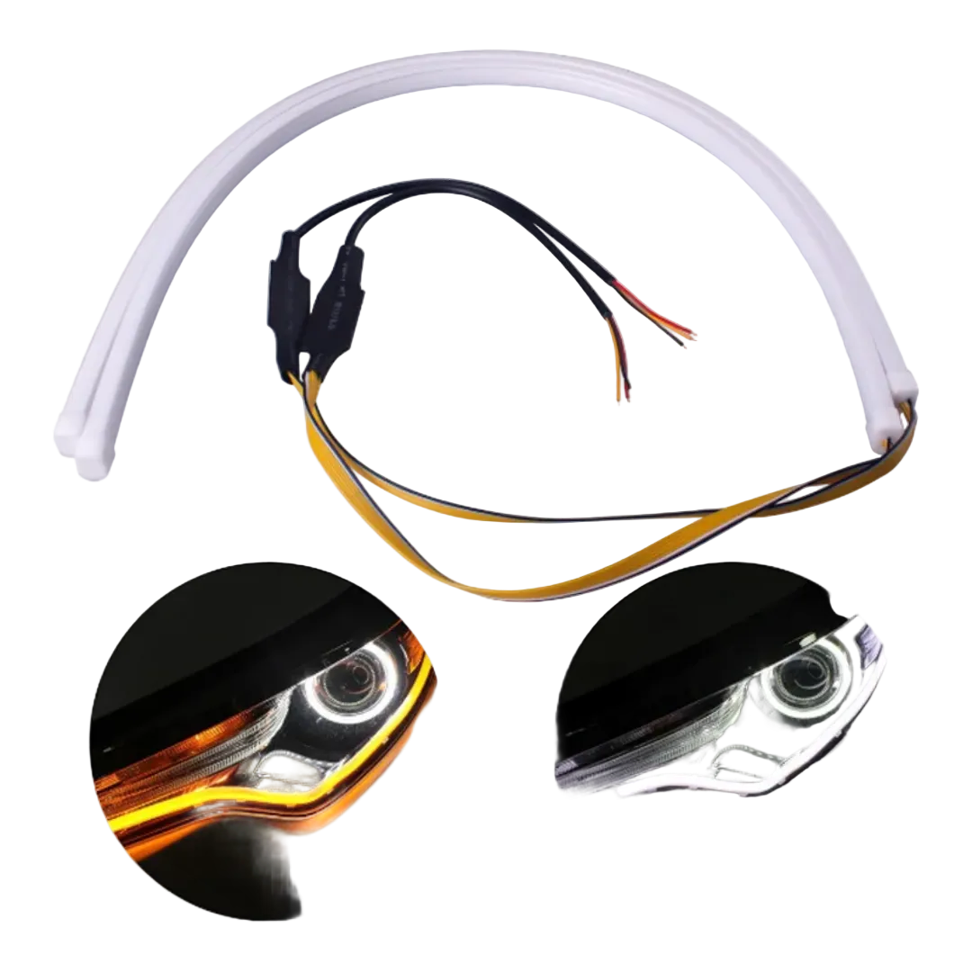Riglow™ 24" Sequential DRL LED Strip Lights – White DRL & Amber Flowing Turn Signal (2PCS)-3