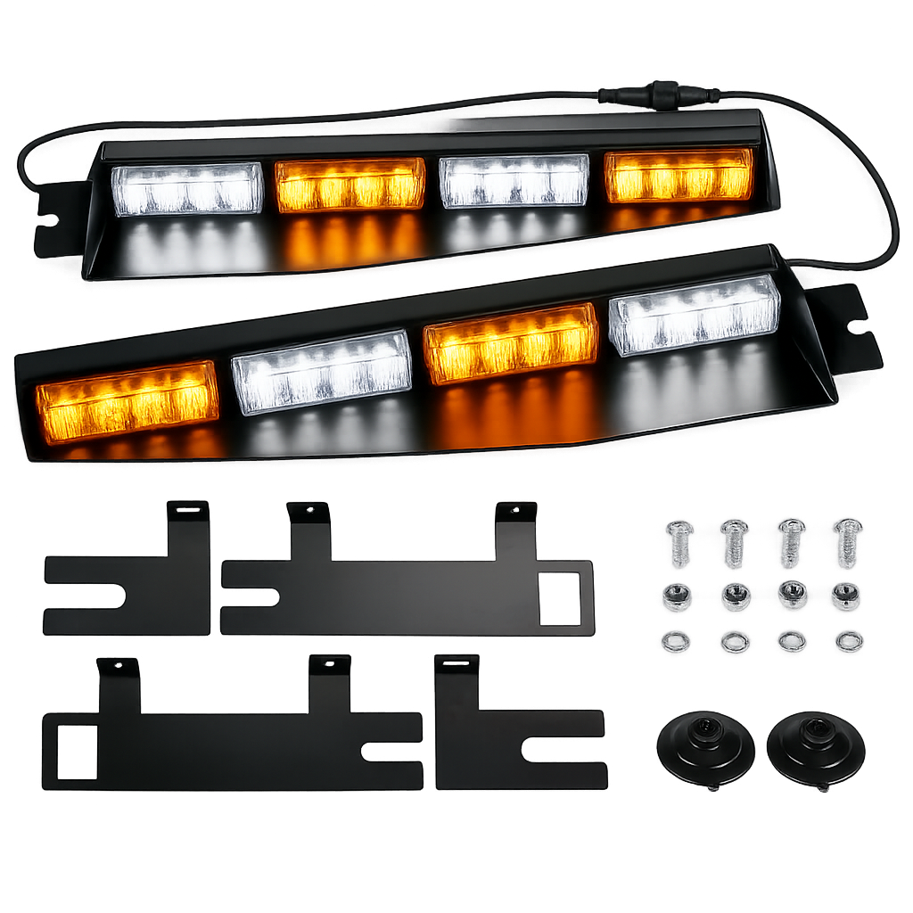 Riglow™ Visor Strobe Light Bar – Dual Color (Amber/White)-2
