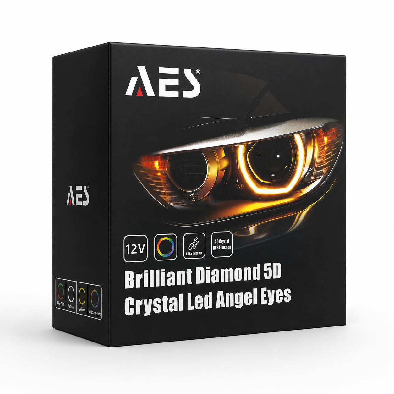 Riglow™ Powered by AES M5 5D RGB Crystal Angel Eyes Shroud | Bluetooth, Switchback & Welcome Function