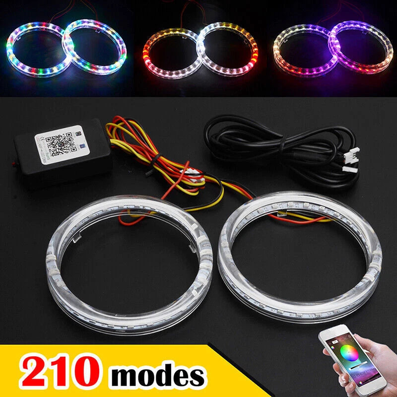 Riglow™ RGB COB LED Halo Rings – 80mm Bluetooth App Controlled (Pair)-3