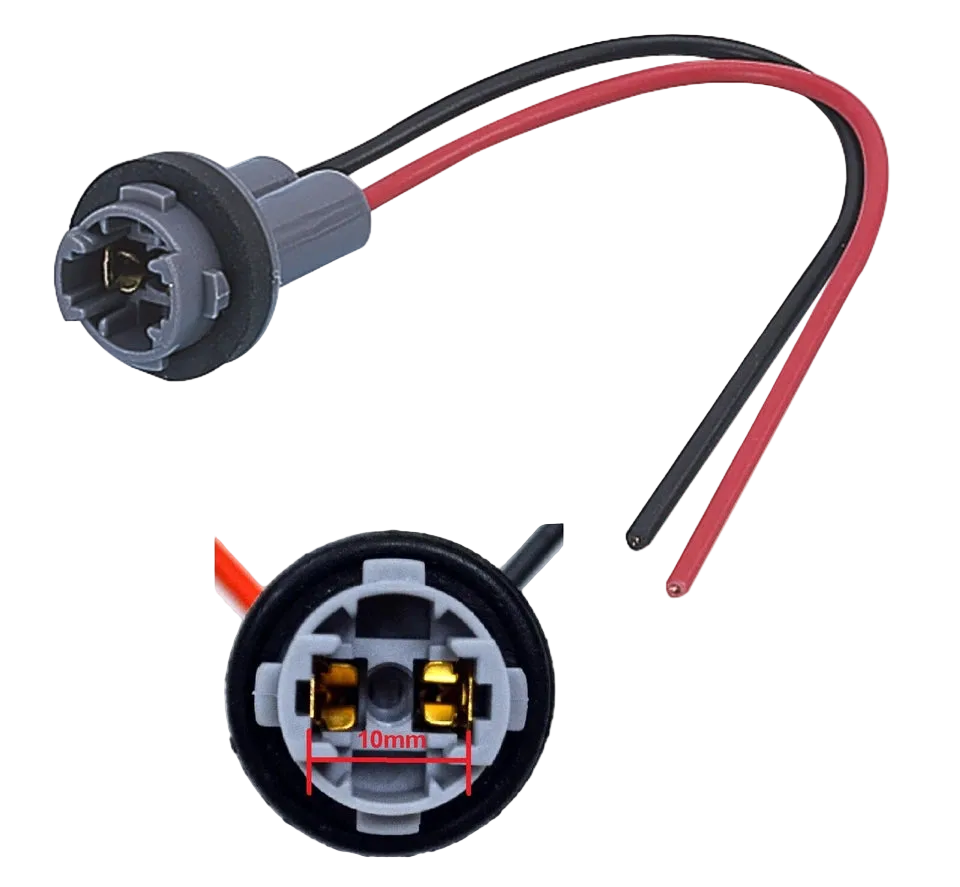 Riglow™ T10 / 194 Female Wiring Pigtail Socket – Universal 2-Pin Repair Harness-4