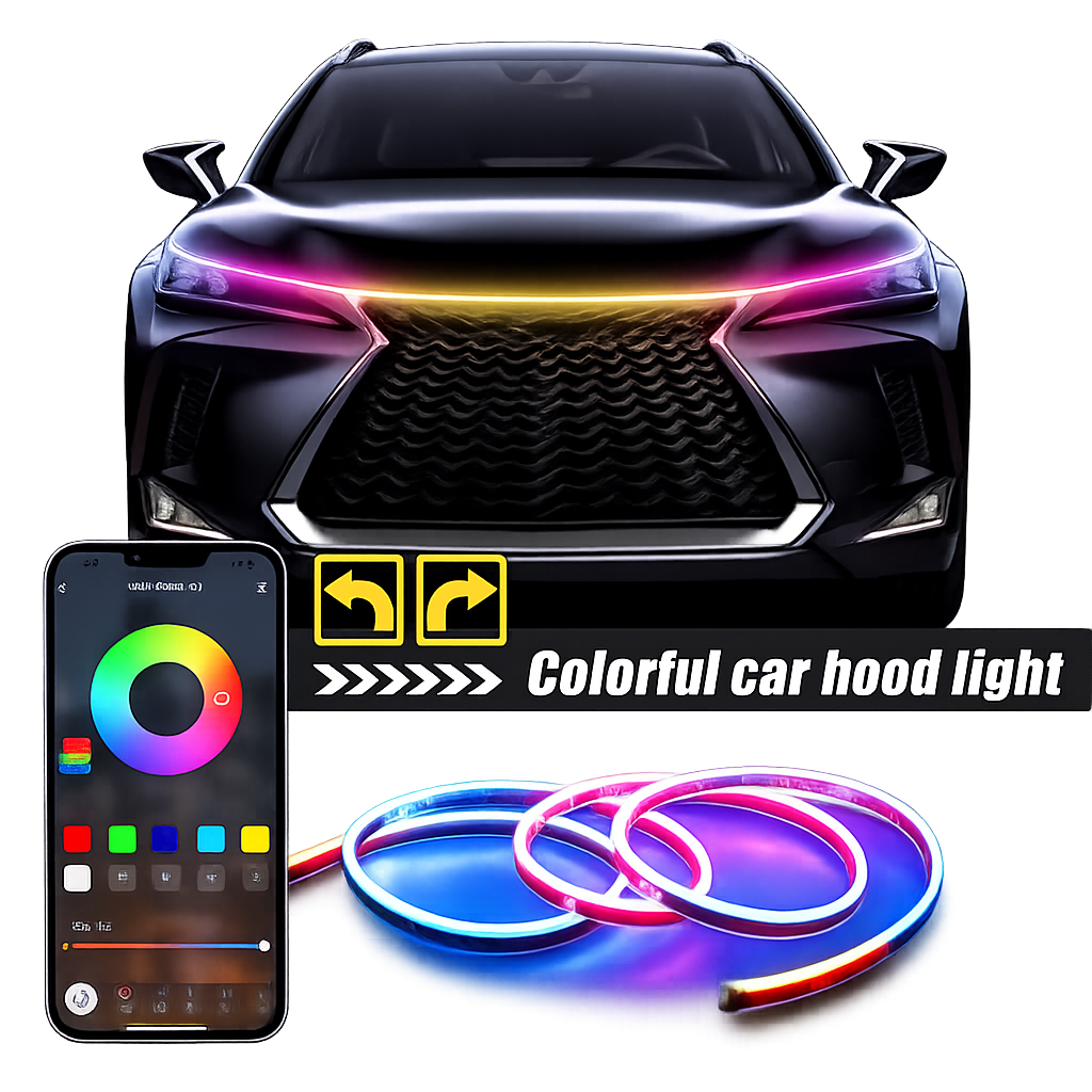 Riglow™ RGB Hood Light Strip – App Controlled Sequential DRL & Turn Signal (1.5M)-1