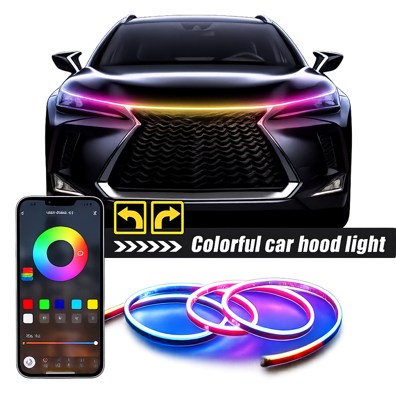 Riglow™ RGB Hood Light Strip – App Controlled Sequential DRL & Turn Signal (1.5M)-1